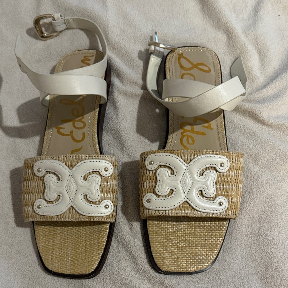 Sam Edelman Cream and Tan Woven Sandals
